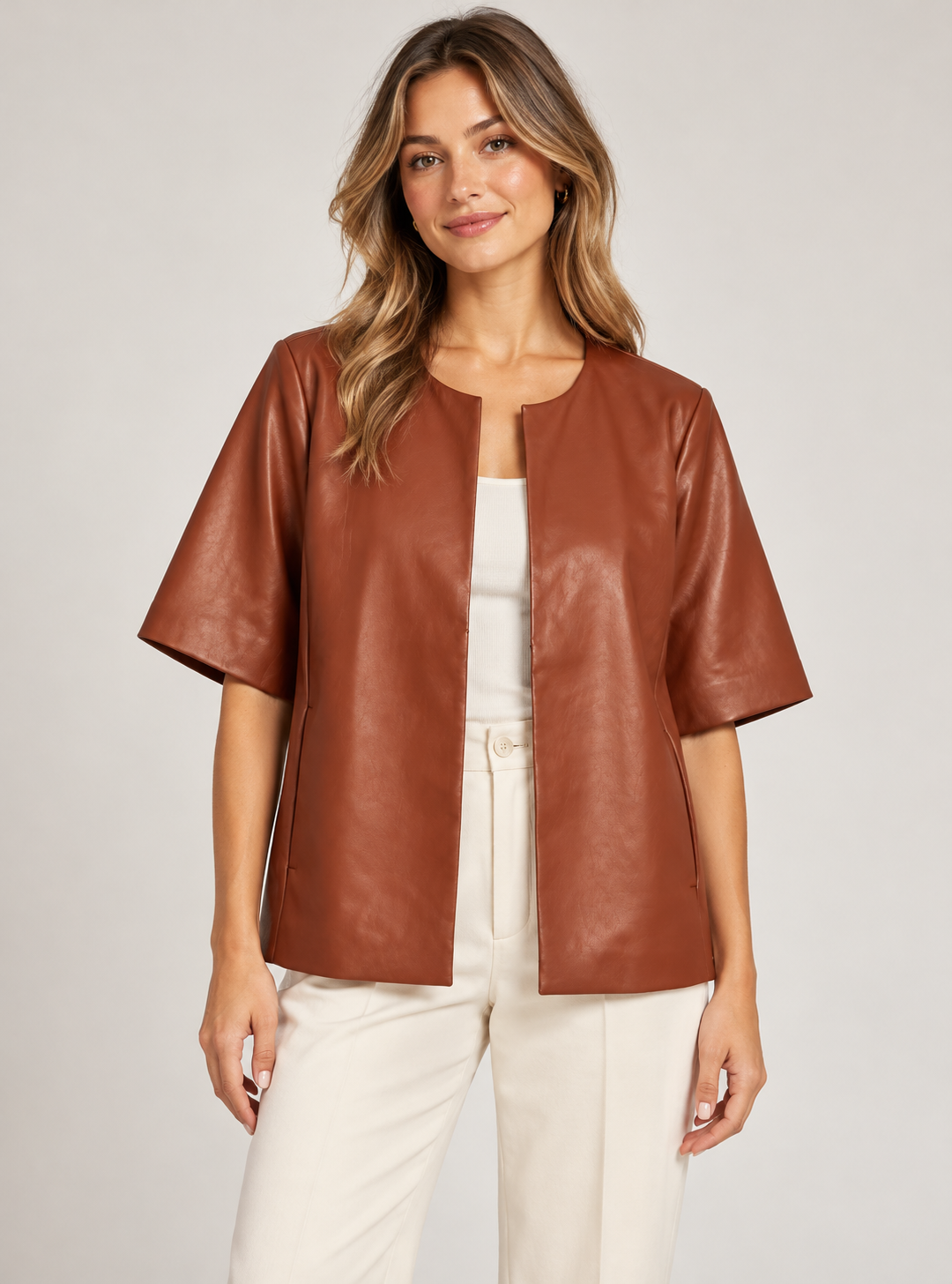 Long Collarless Jacket