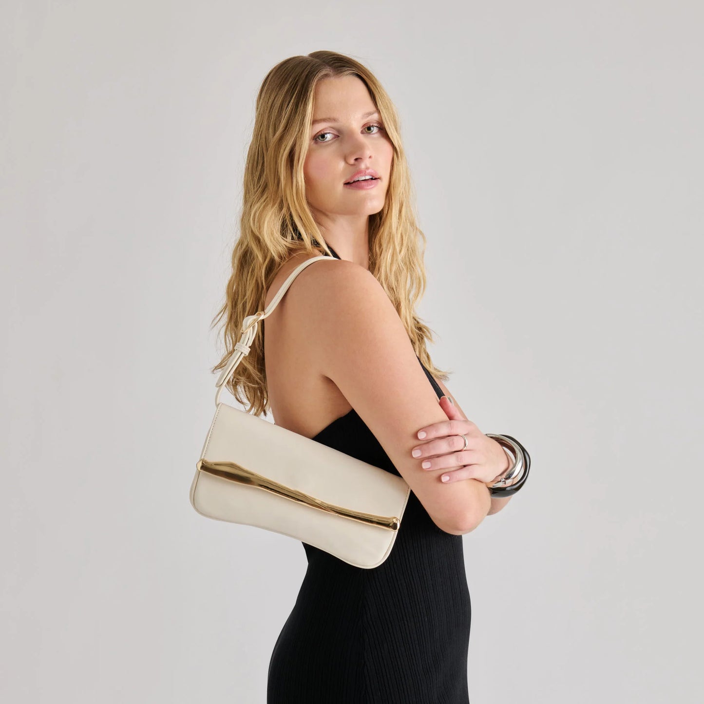 Azura Shoulder Bag White Leather