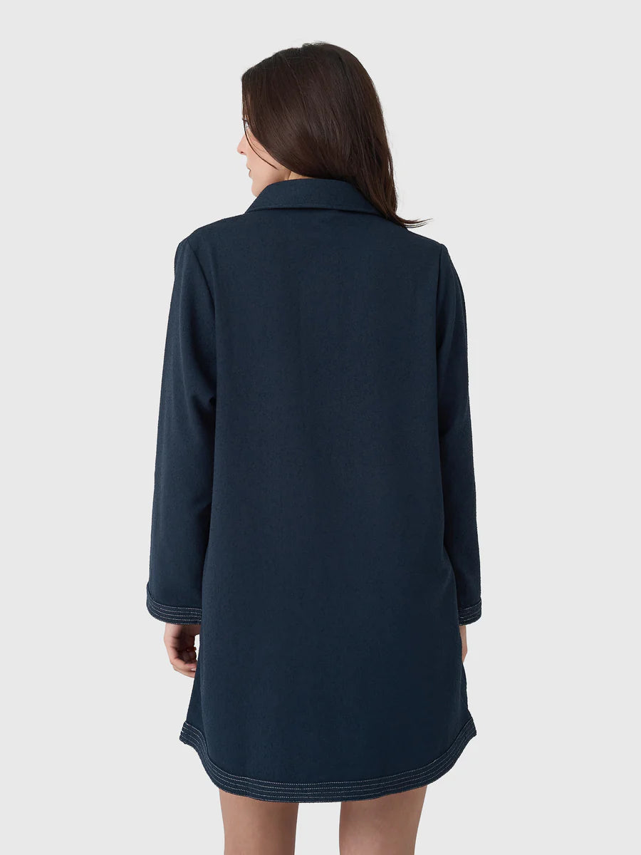 Never A Wallflower Split Neck Dress - Navy