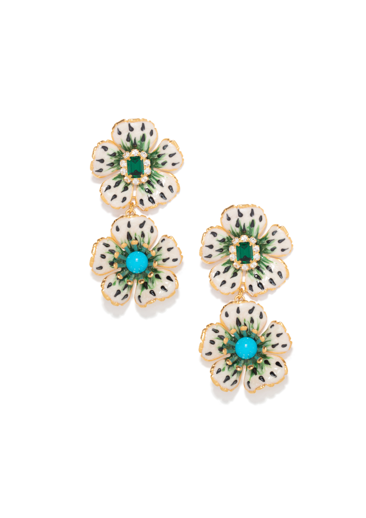 Flora Drop in Spotted Black Emerald