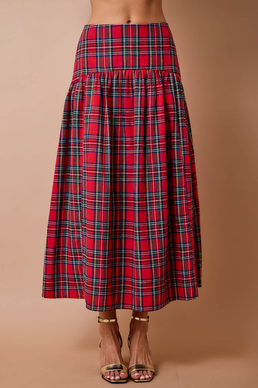 Poppy Christmas Plaid Maxi Skirt