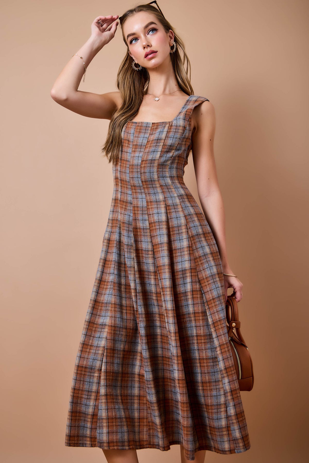 Claire Plaid Midi Maxi Dress
