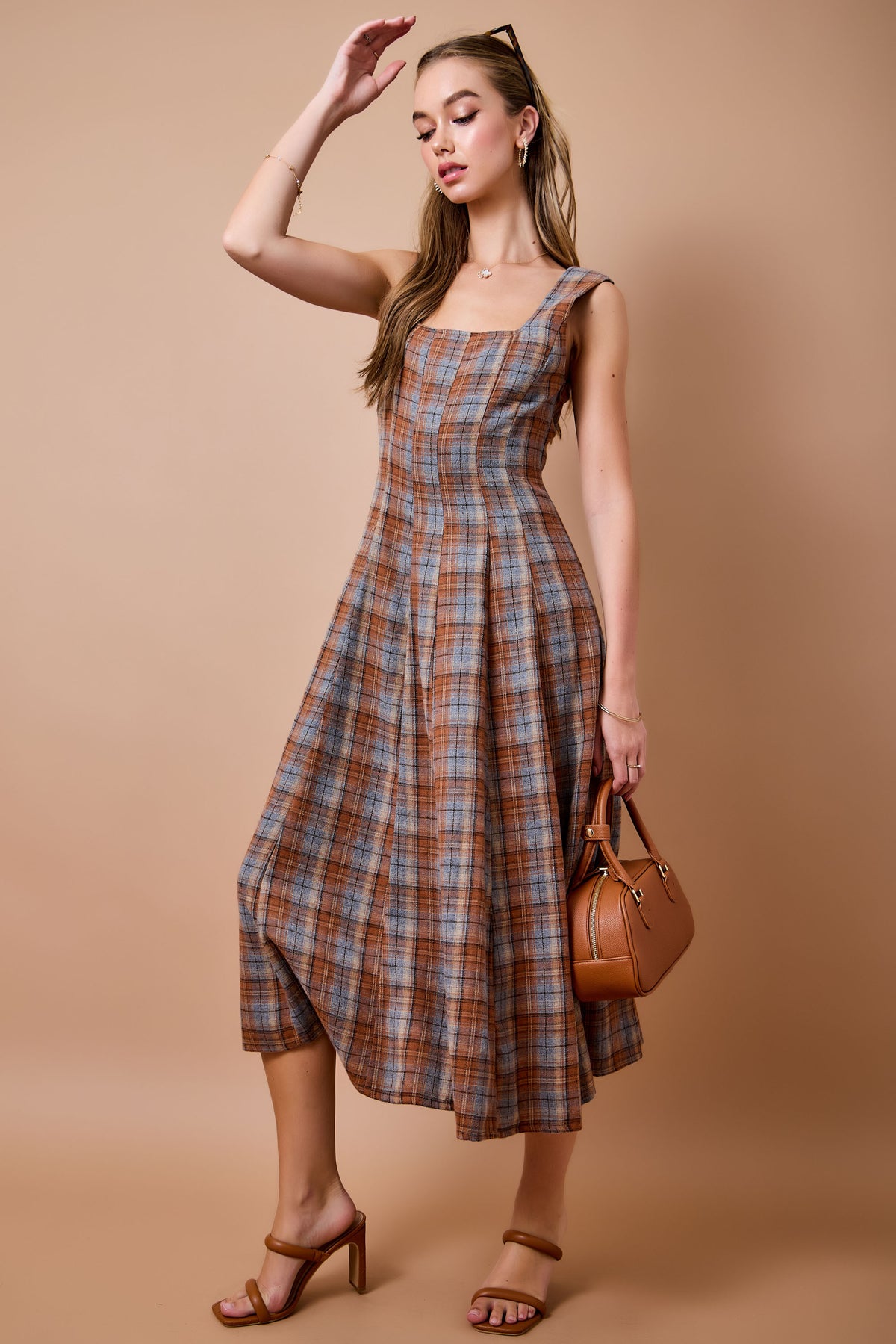 Claire Plaid Midi Maxi Dress