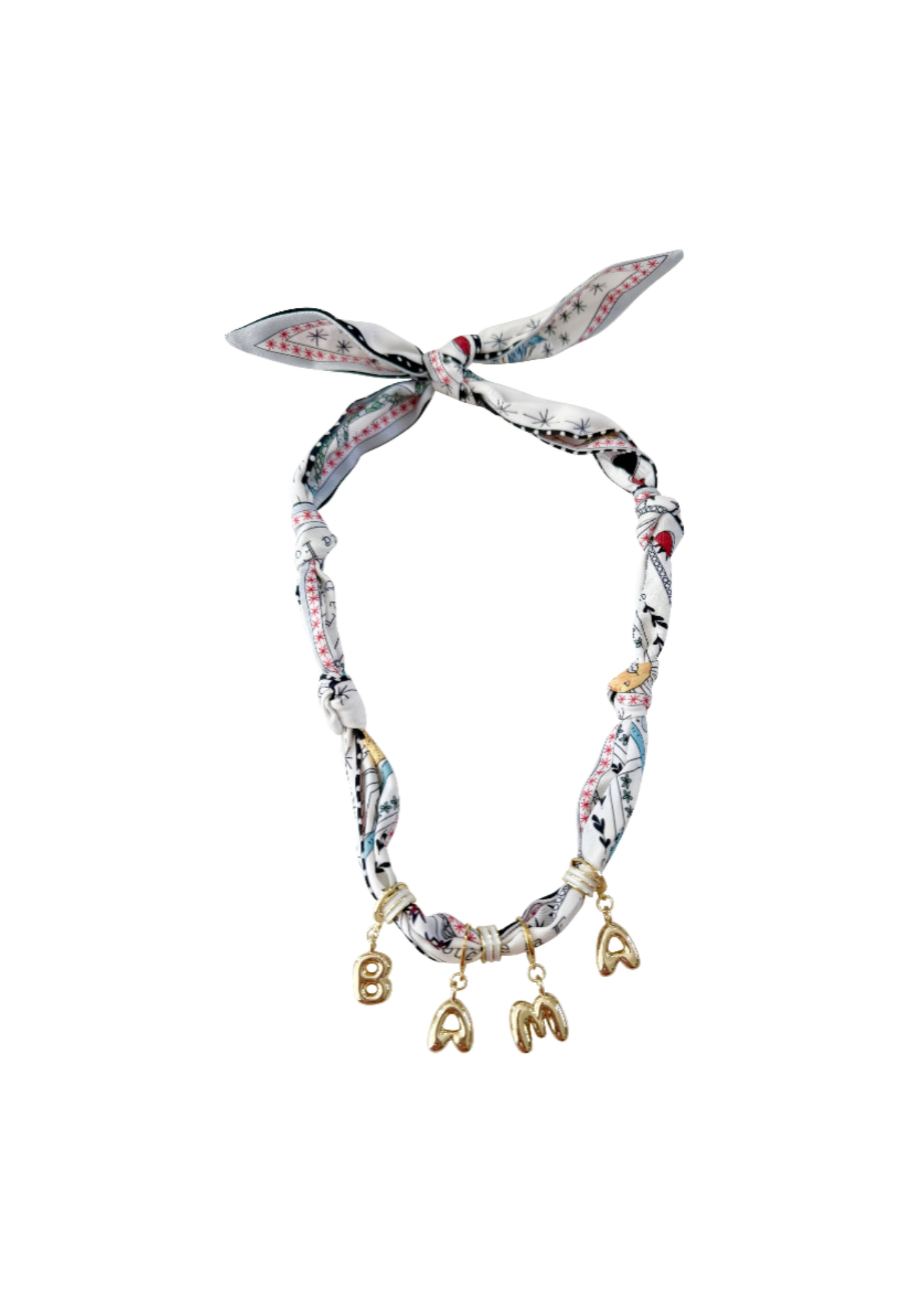 Game Day Bubble Letter Scarf Necklace 