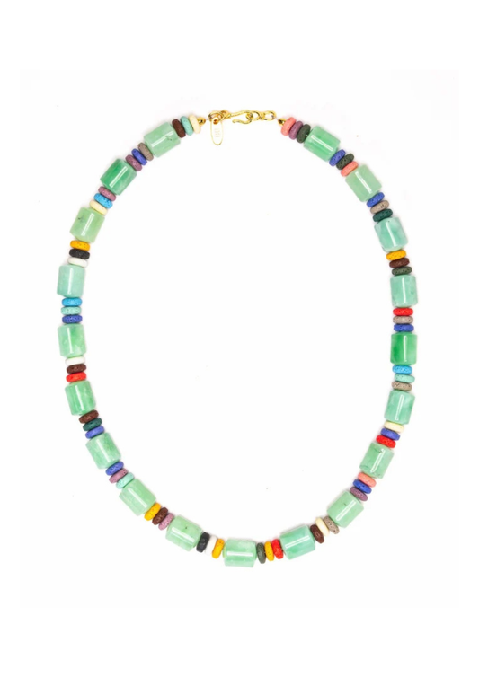 Green Tube & Lava Necklace
