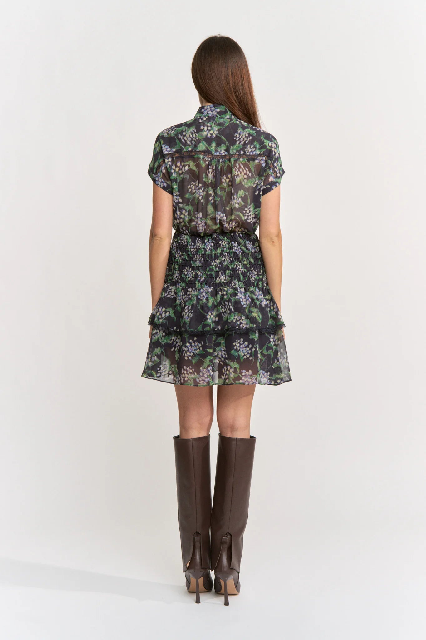 Alice Smocked Waist Ruffle Hem Mini Dress