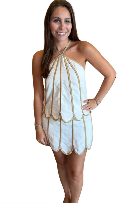 Brynn Scalloped Mini Skirt And Top Set