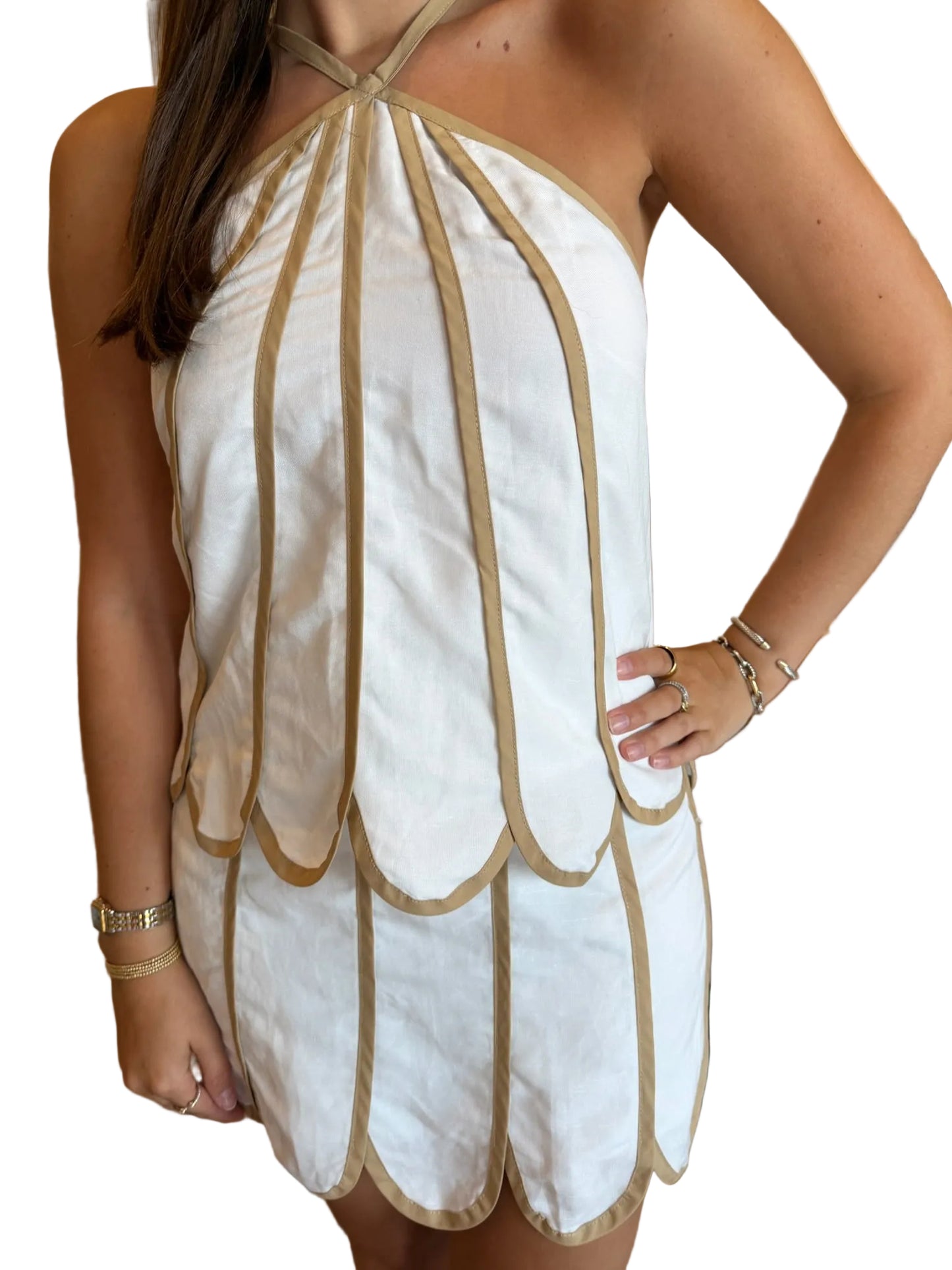 Brynn Scalloped Mini Skirt And Top Set