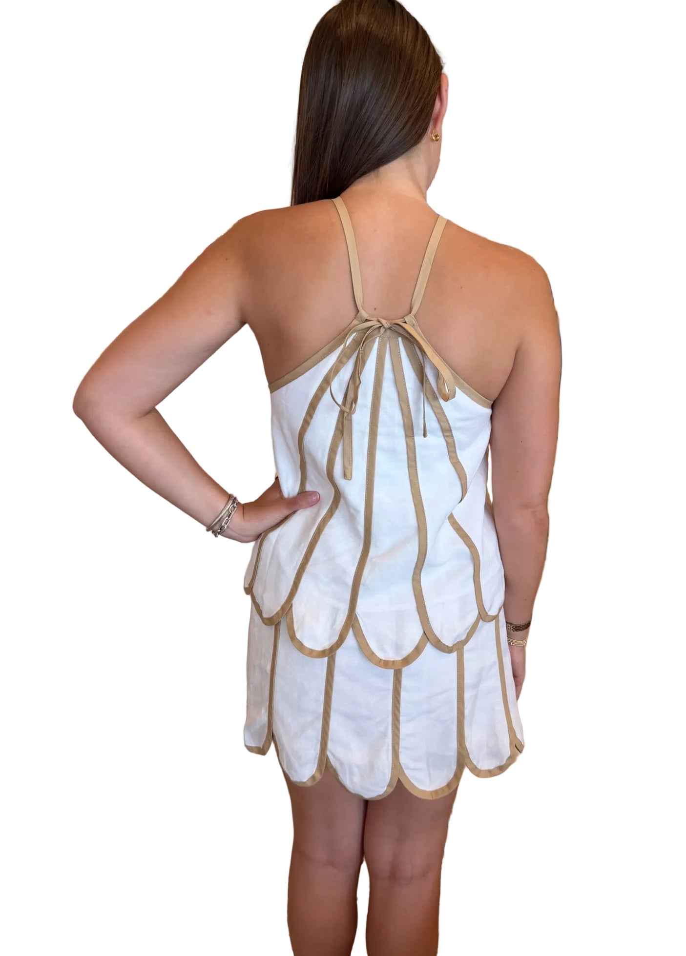 Brynn Scalloped Mini Skirt And Top Set