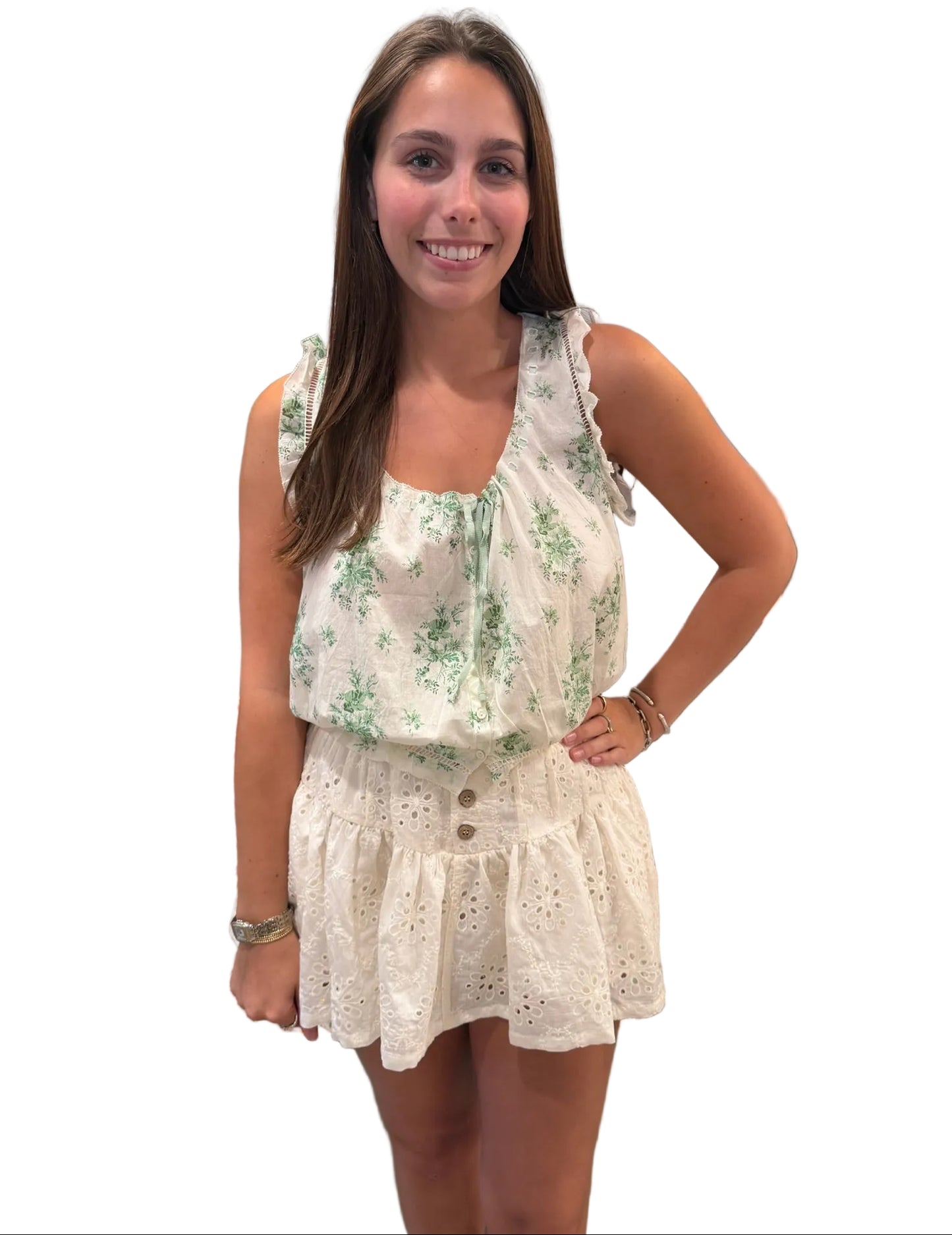 Mila Eyelet Ruffled Skort