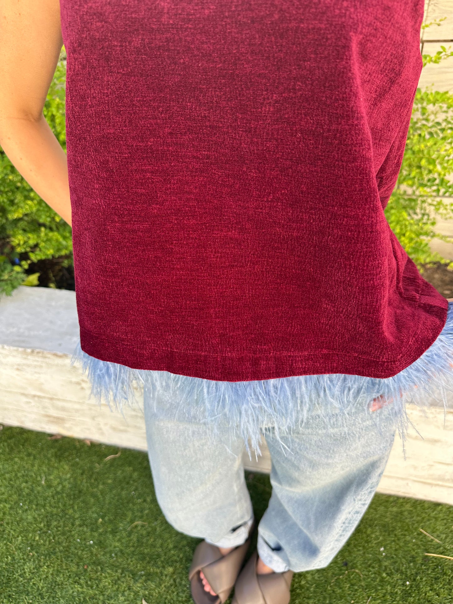 Heather Feather Hem Top