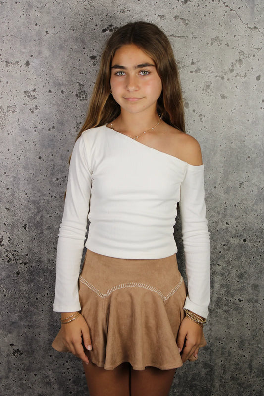 Girls Suede Ruffle Skirt