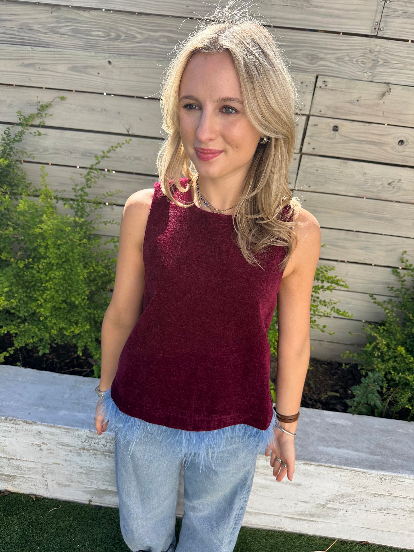 Heather Feather Hem Top