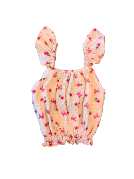 Mary Girls Frill Sleeve Top