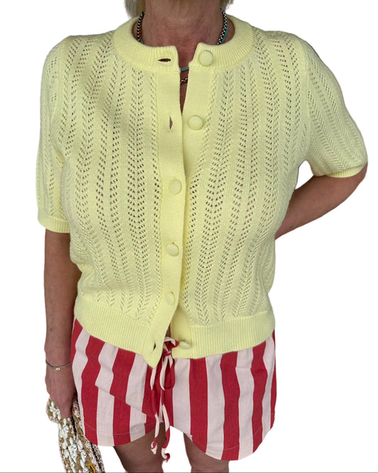Jayne Short Sleeve Knitted Button Down Top