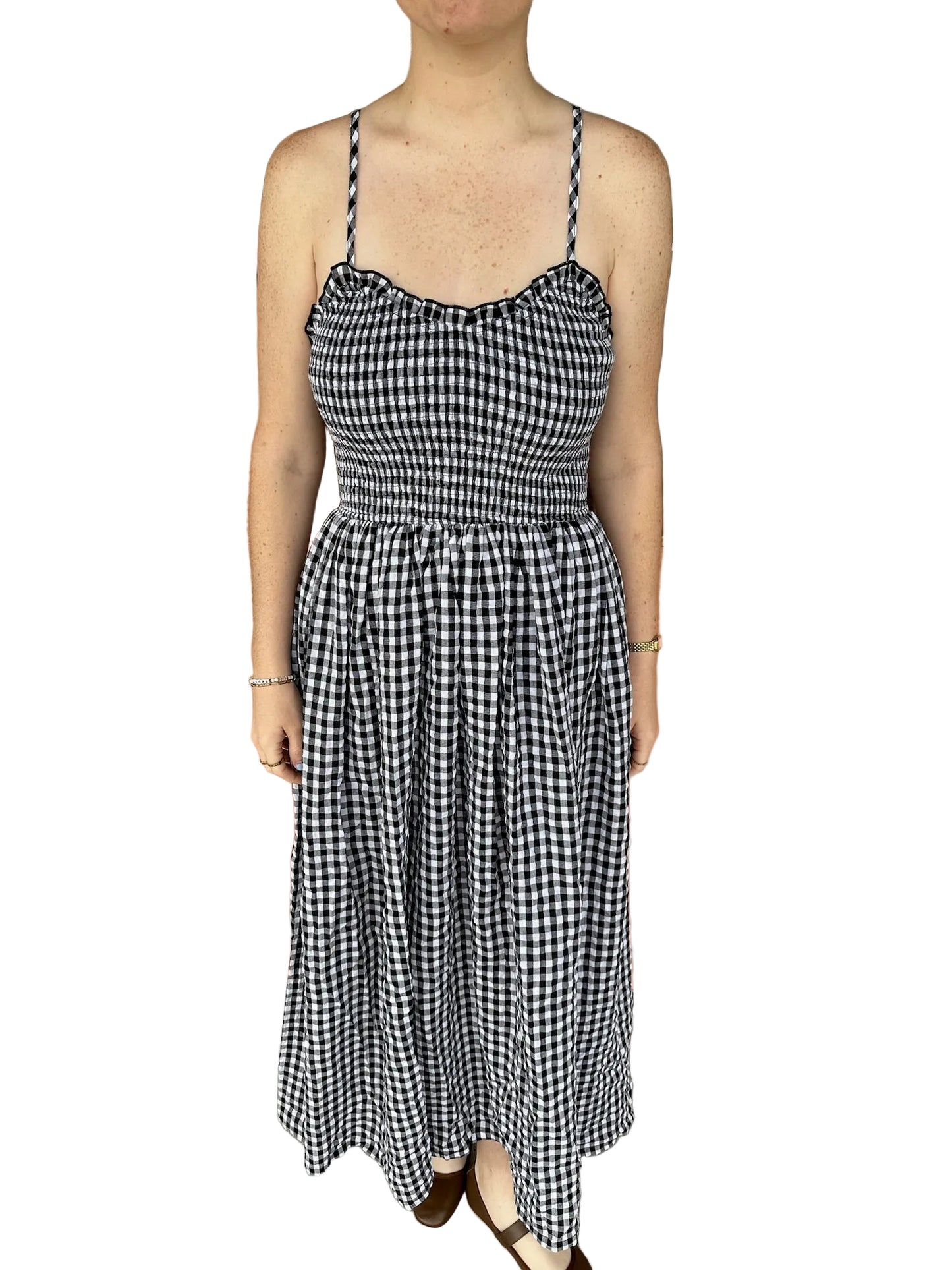 Sage Gingham Print Dress