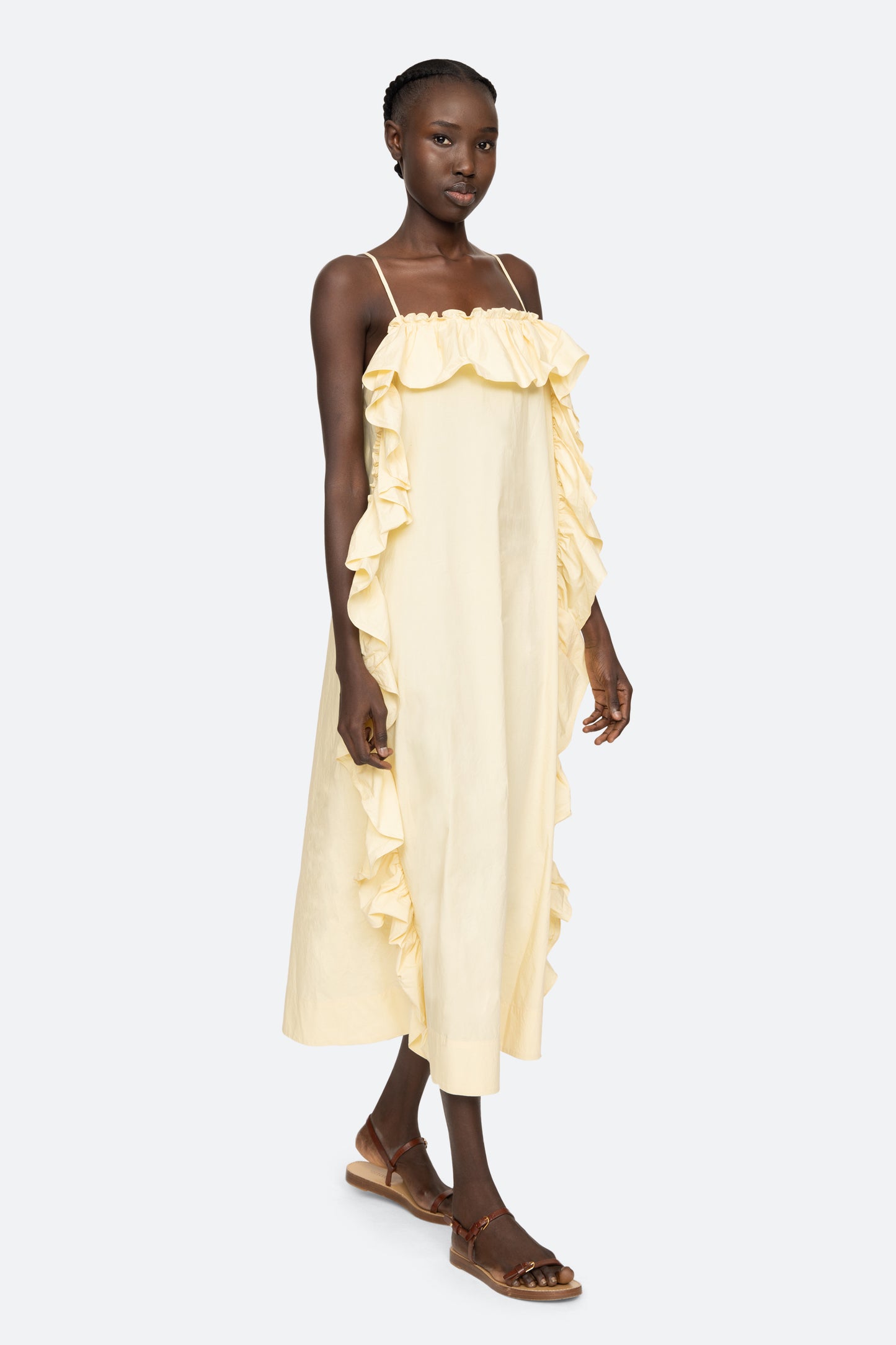 Lisette Solid Ruffle Maxi Sundress