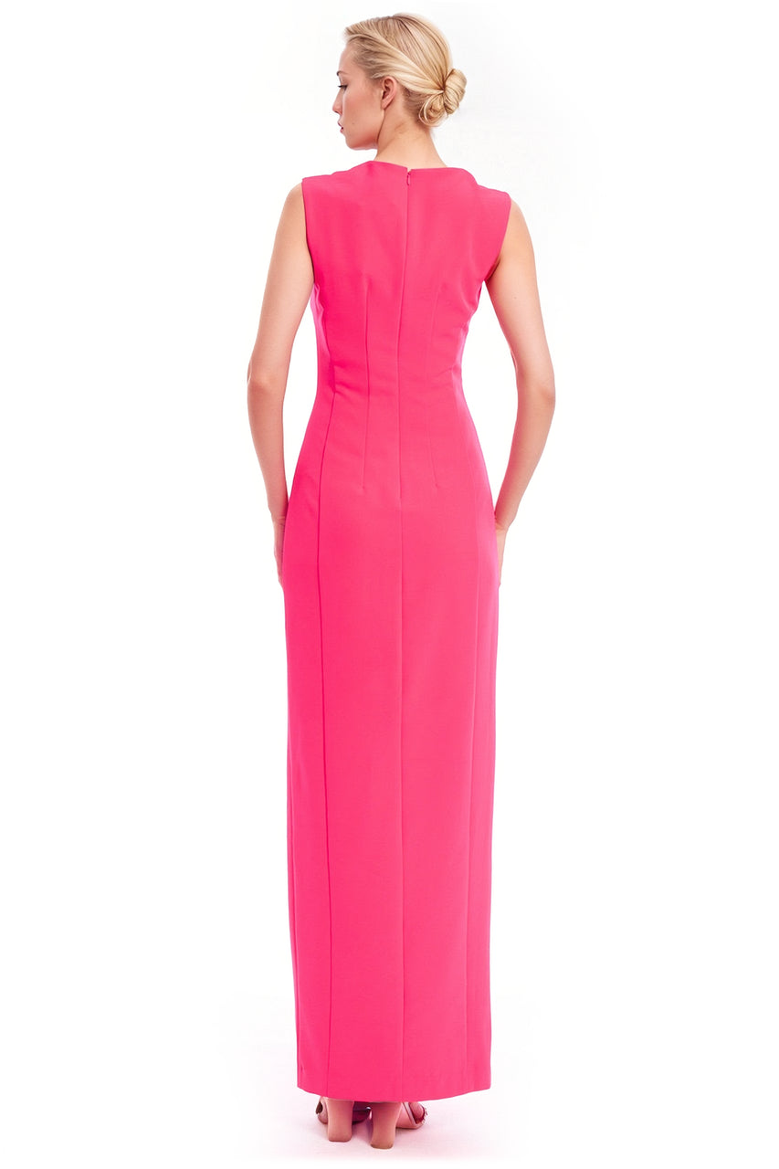 Dynasty Square Scoop Neck Gown with High Slit