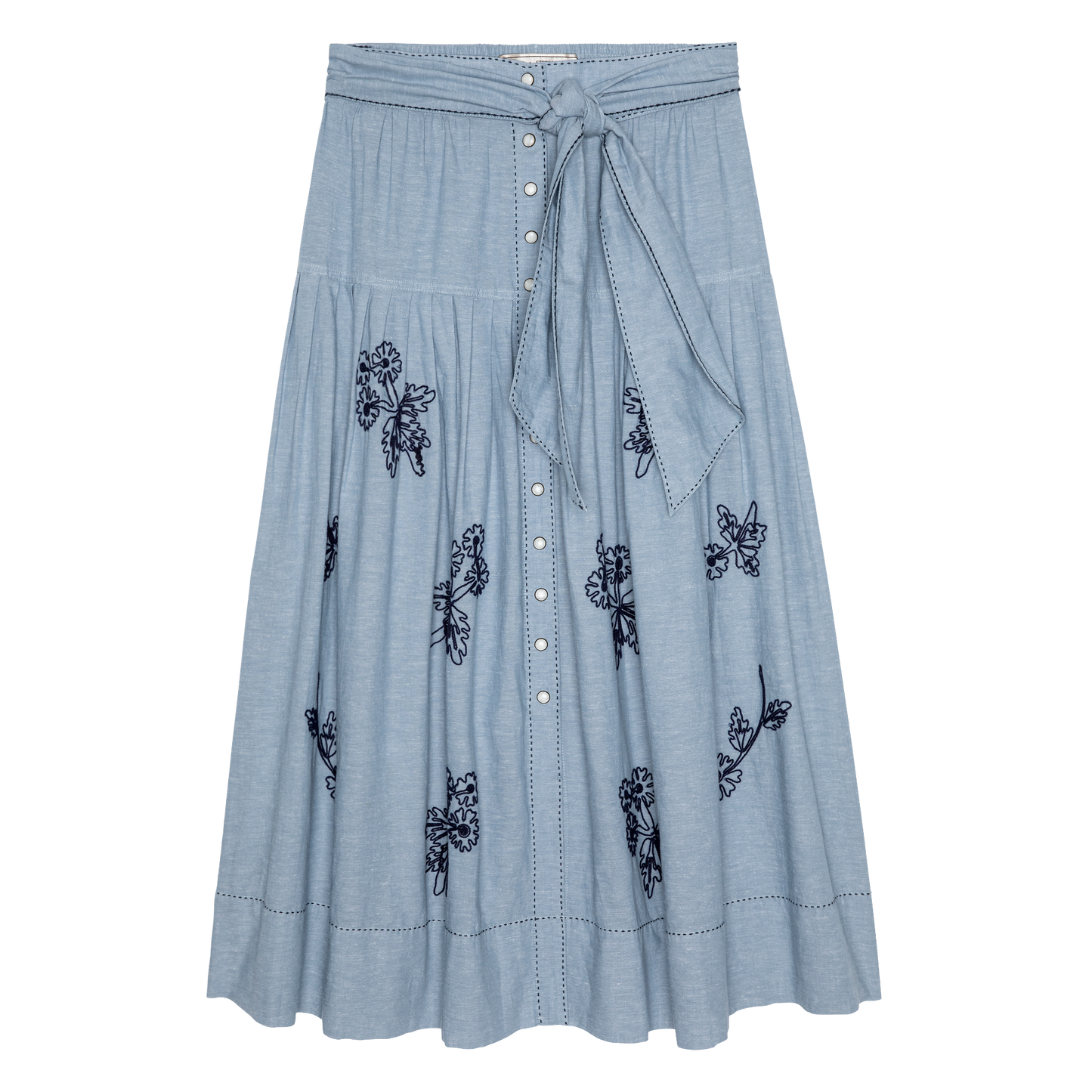 The Chambray Embroided Highland Skirt