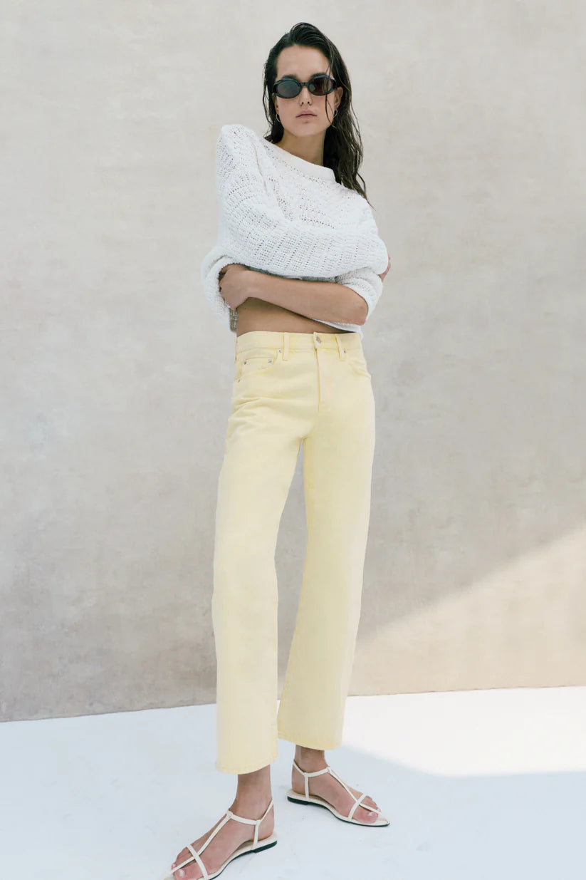 Lexi Mid Rise Bowed Straight Jean