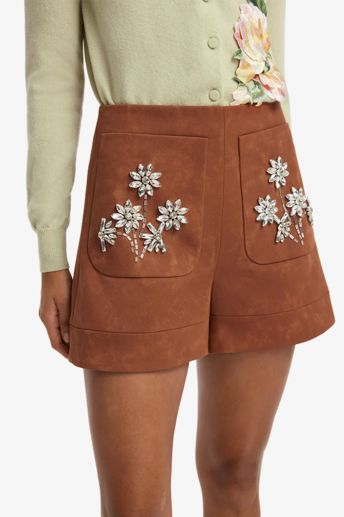Tessa Embellished Vegan Suede Shorts