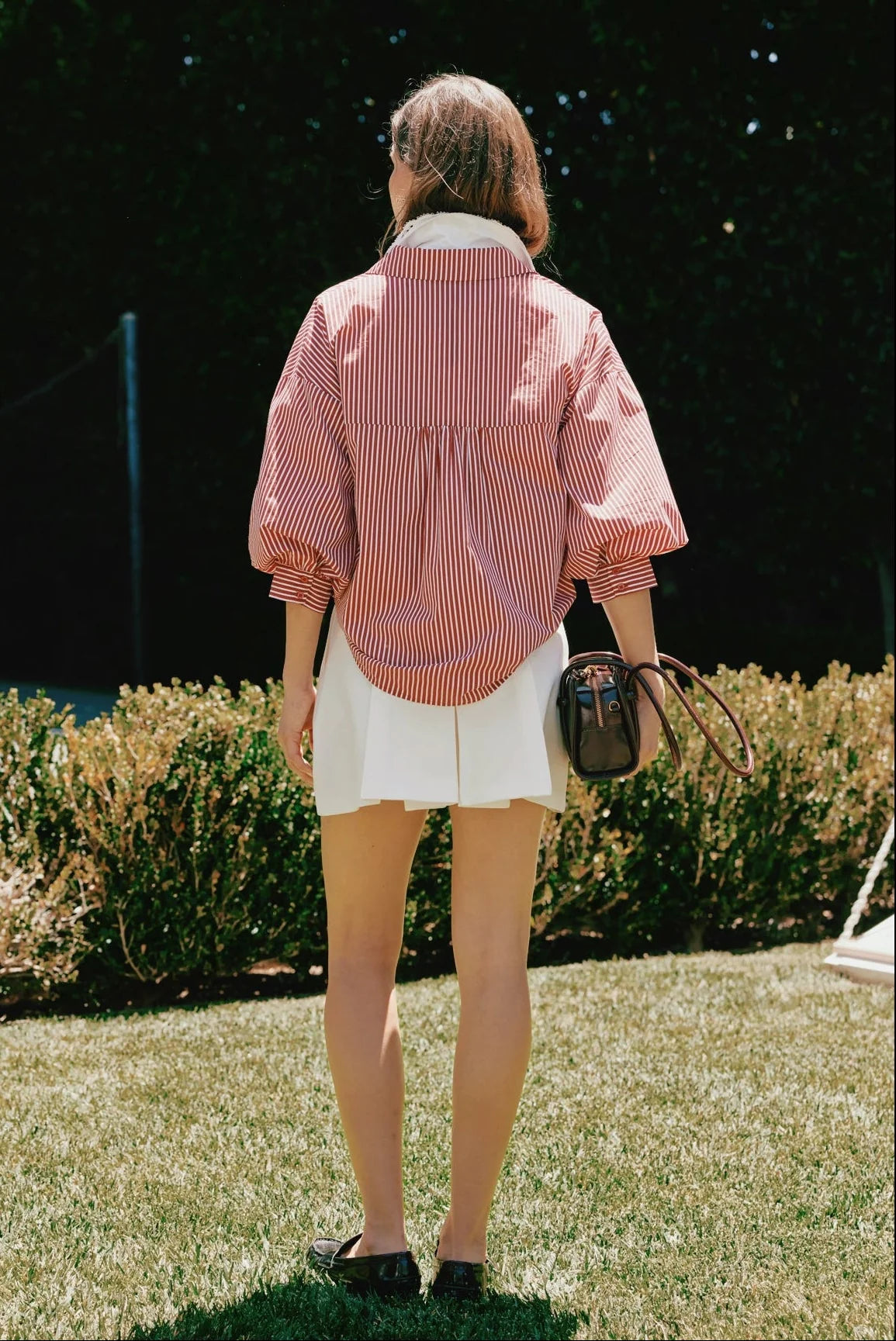 Striped Button-Up Puff Sleeve Shirt