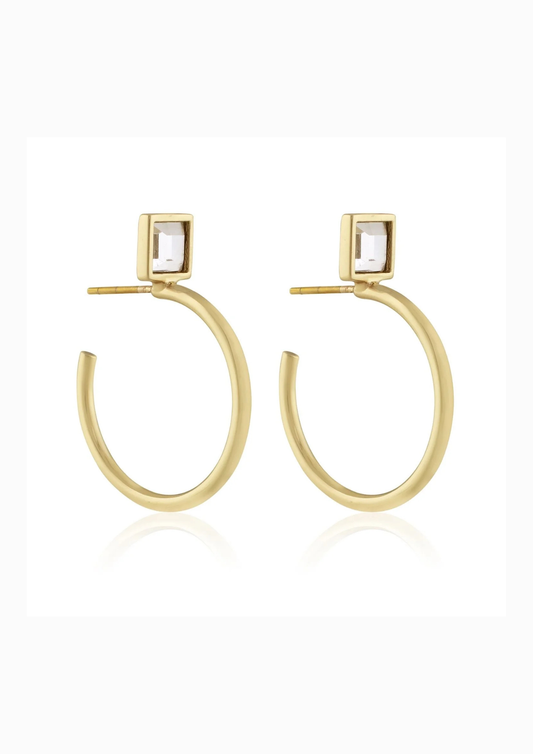 Mini Skinny Crystal Hoops 1"