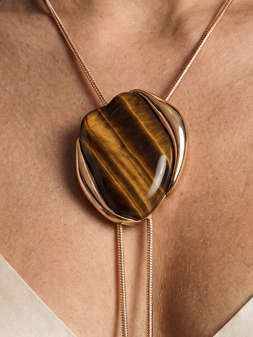 Tiger's Eye Statement Bolo Necklace