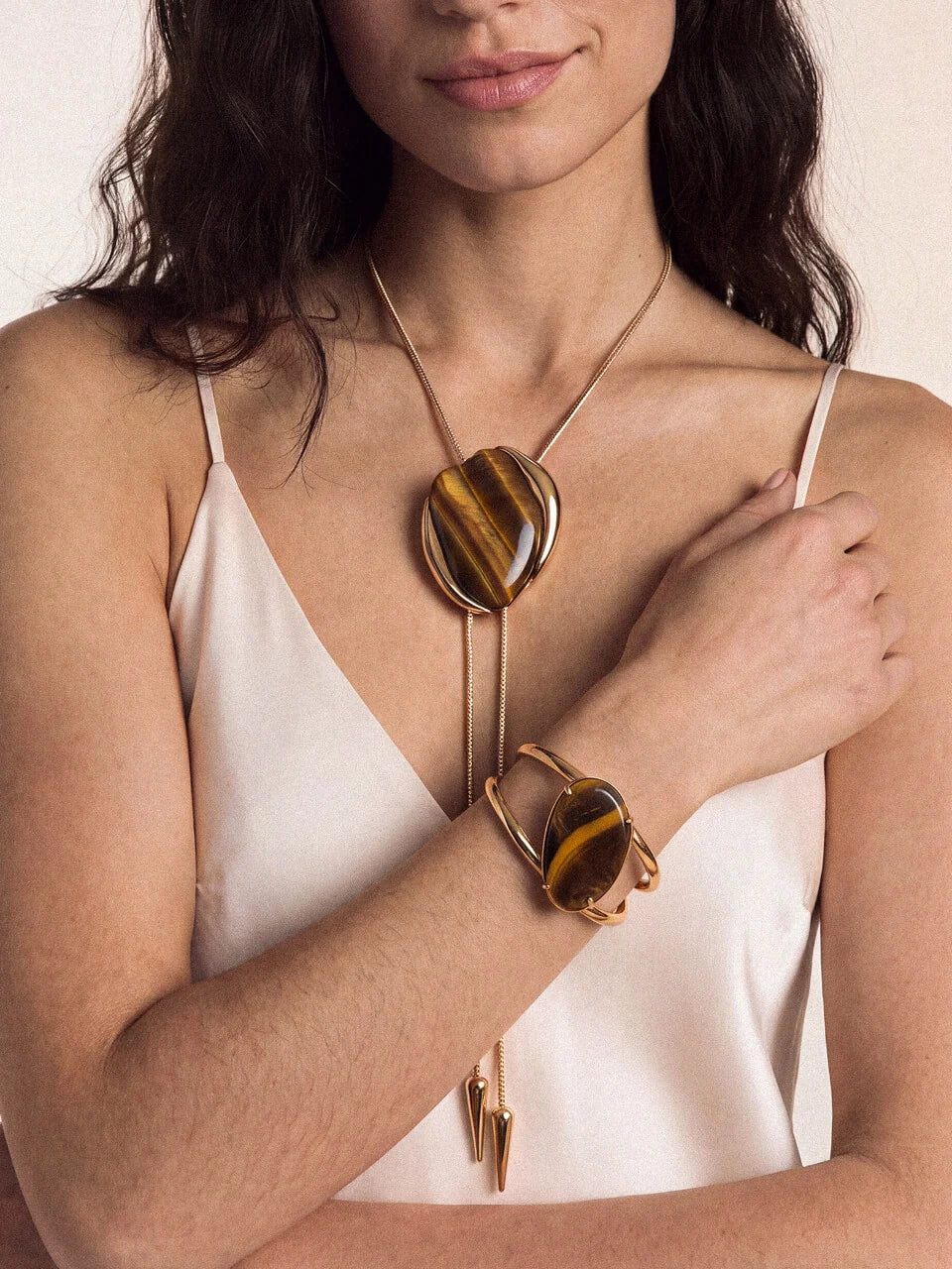 Tiger's Eye Statement Bolo Necklace