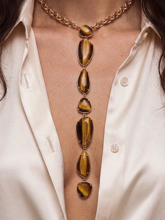 Majestic Stone Necklace in Tiger's Eye