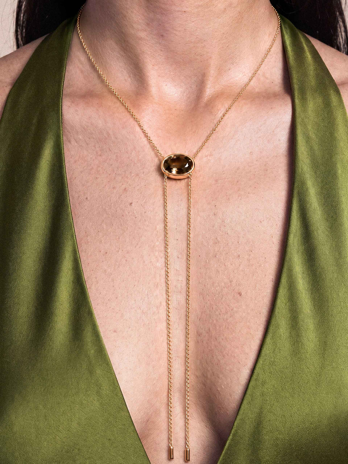Crystal Bezel Bolo Necklace