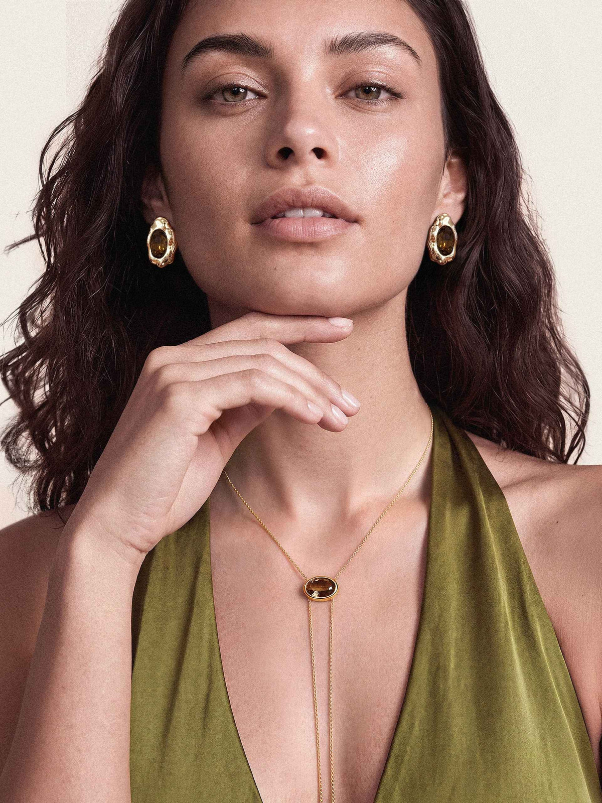 Crystal Bezel Bolo Necklace