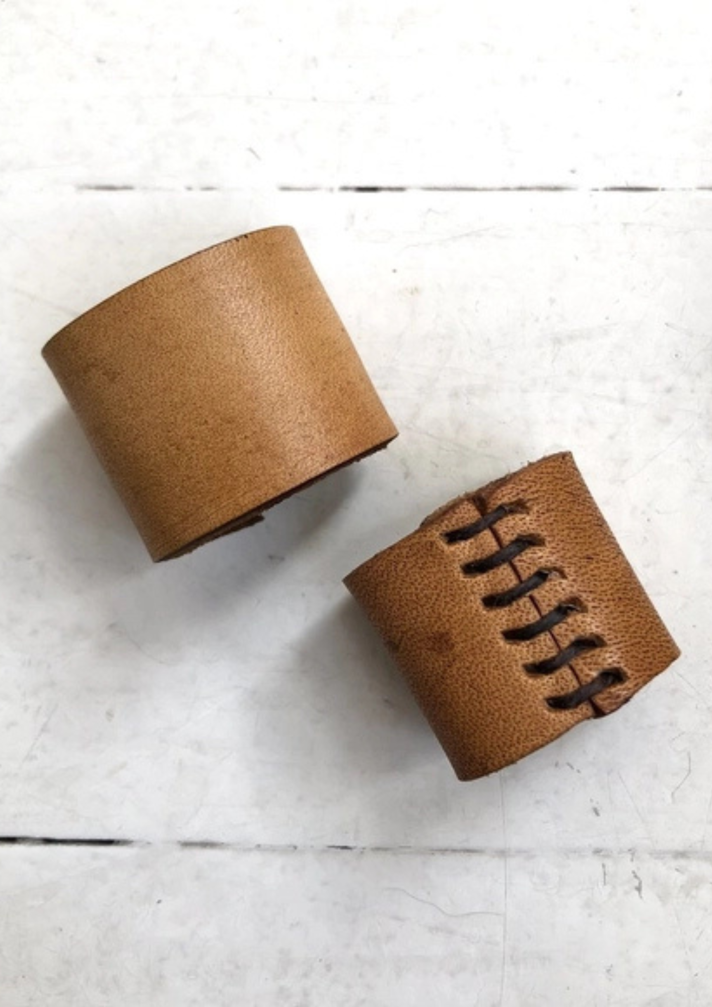 Naturally Dyed Leather Bolo Bandana Cuff
