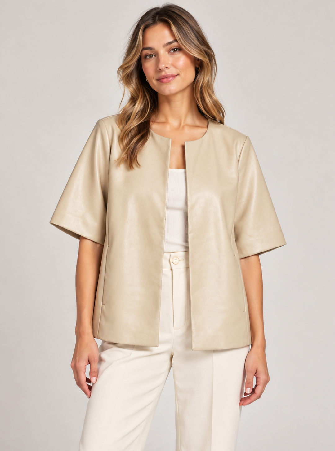 Long Collarless Jacket