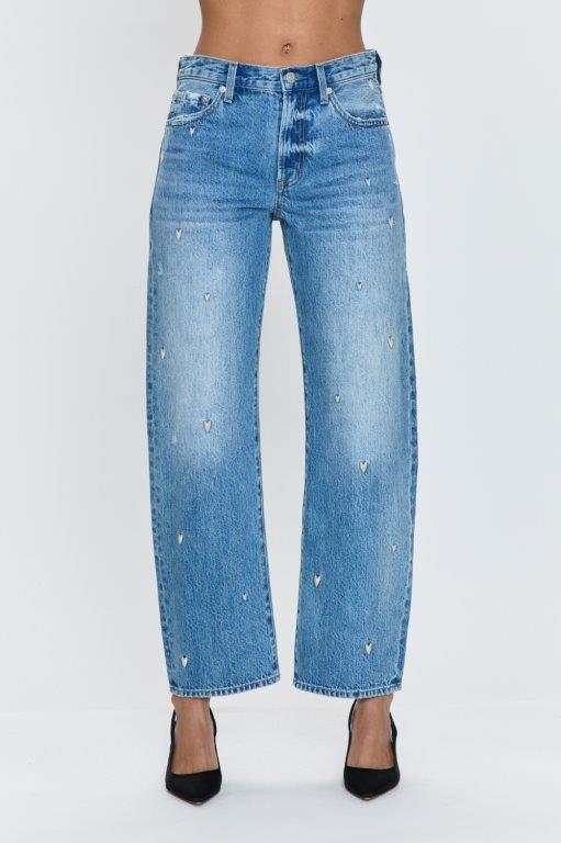 Lexi Mid Rise Bowed Straight Jean