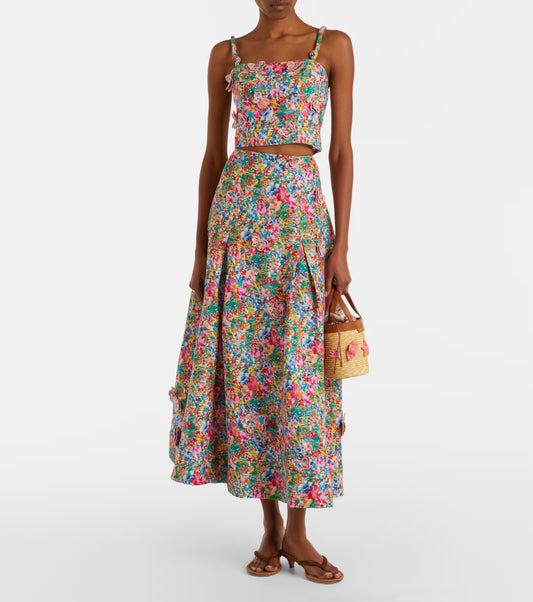 Peasant Floral Butterflies Maxi Skirt