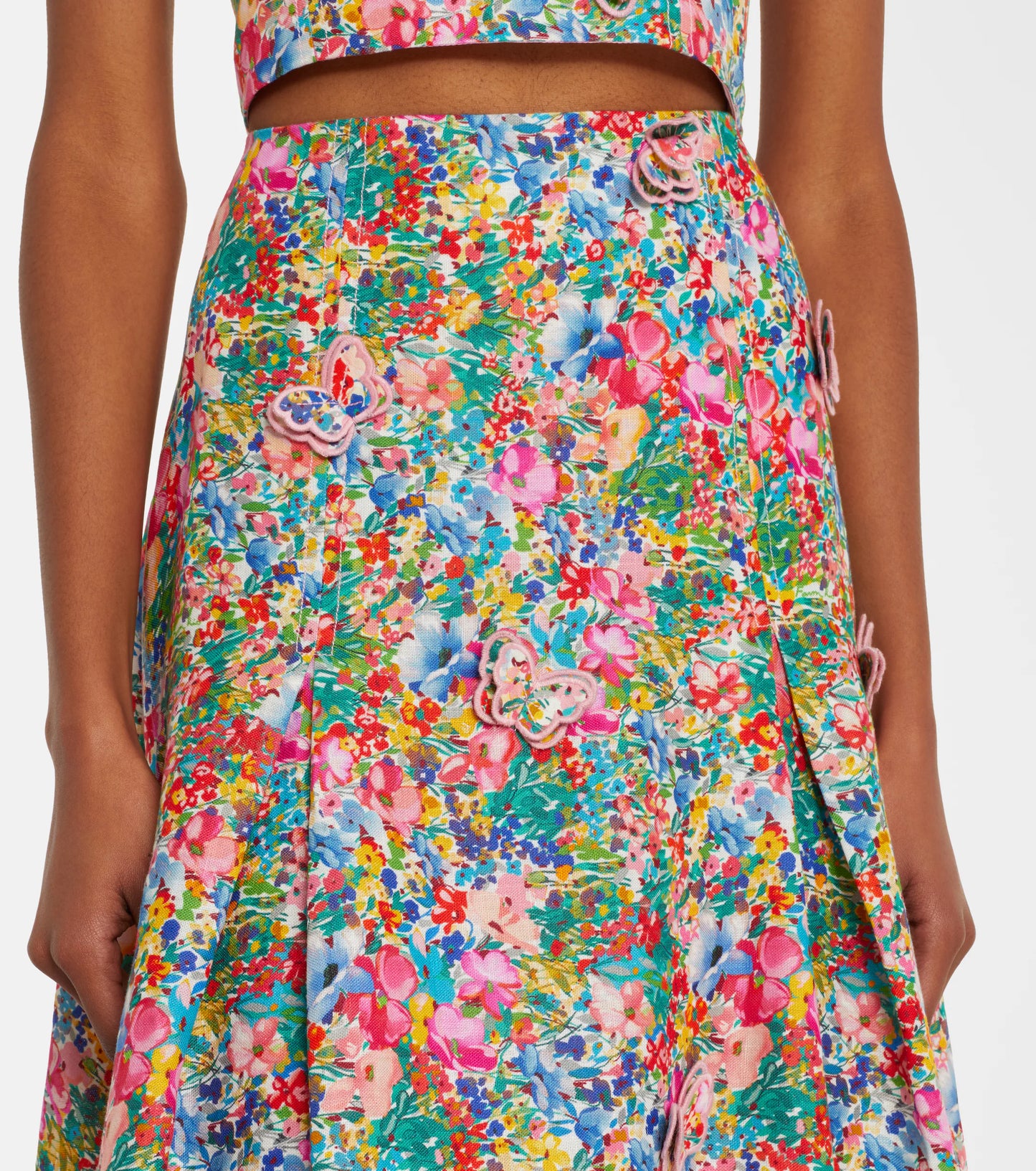 Peasant Floral Butterflies Maxi Skirt