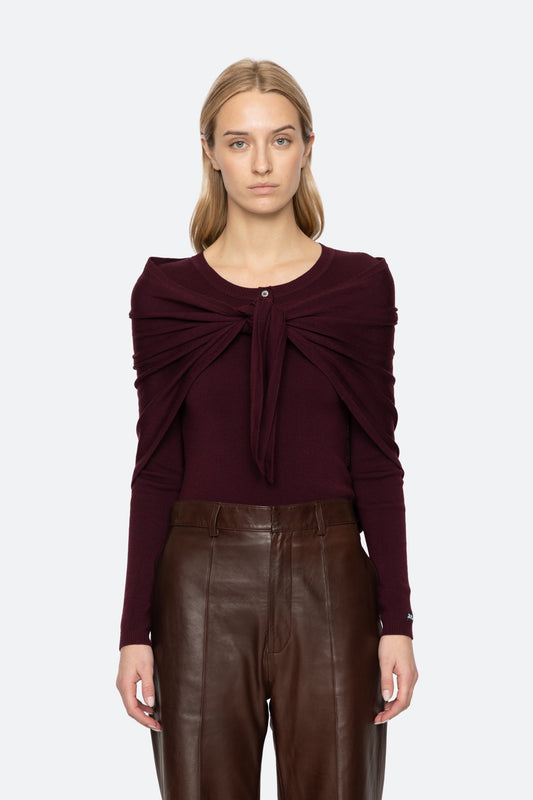 Jane Arglye Henley Sweater W/ Scarf