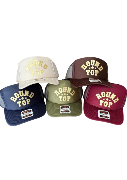 Round Top Trucker Hat - Retro Print