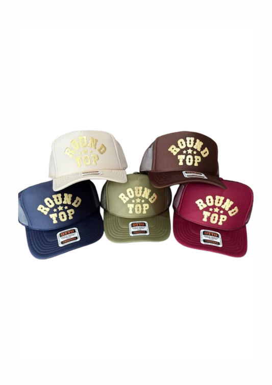 Round Top Trucker Hat - Retro Print
