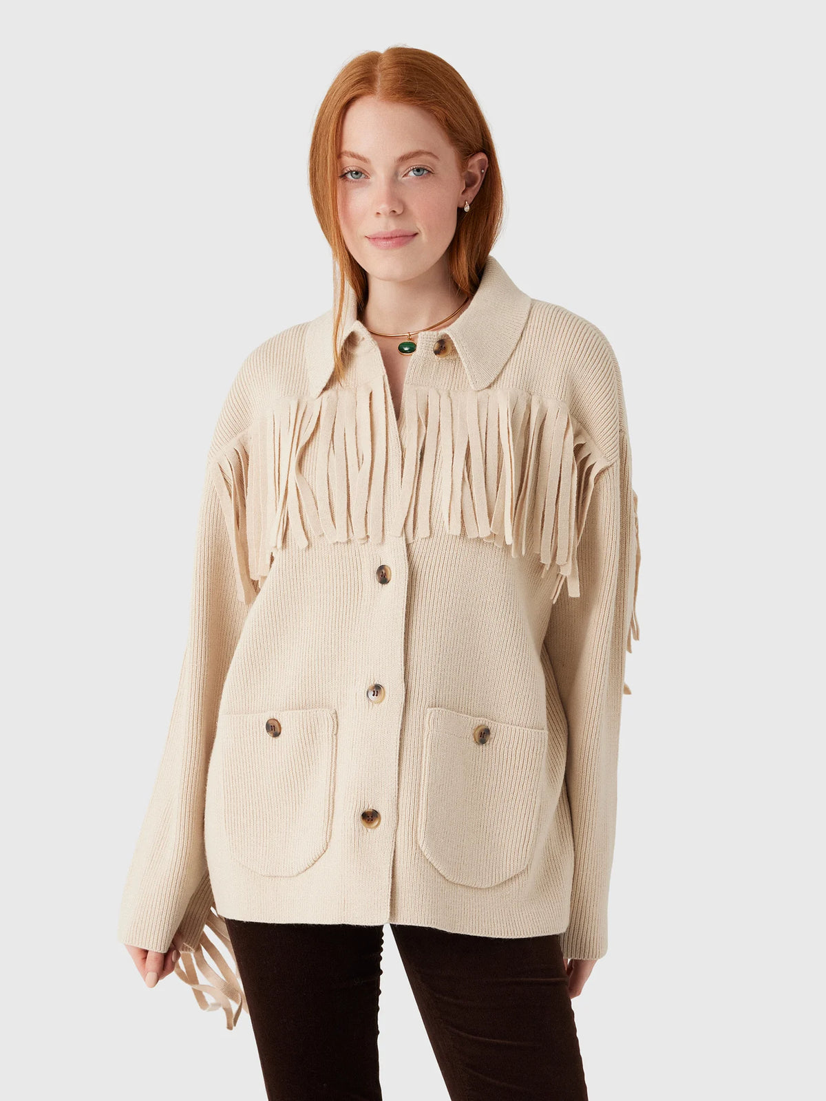 The Western Fringe Sweater Jacket