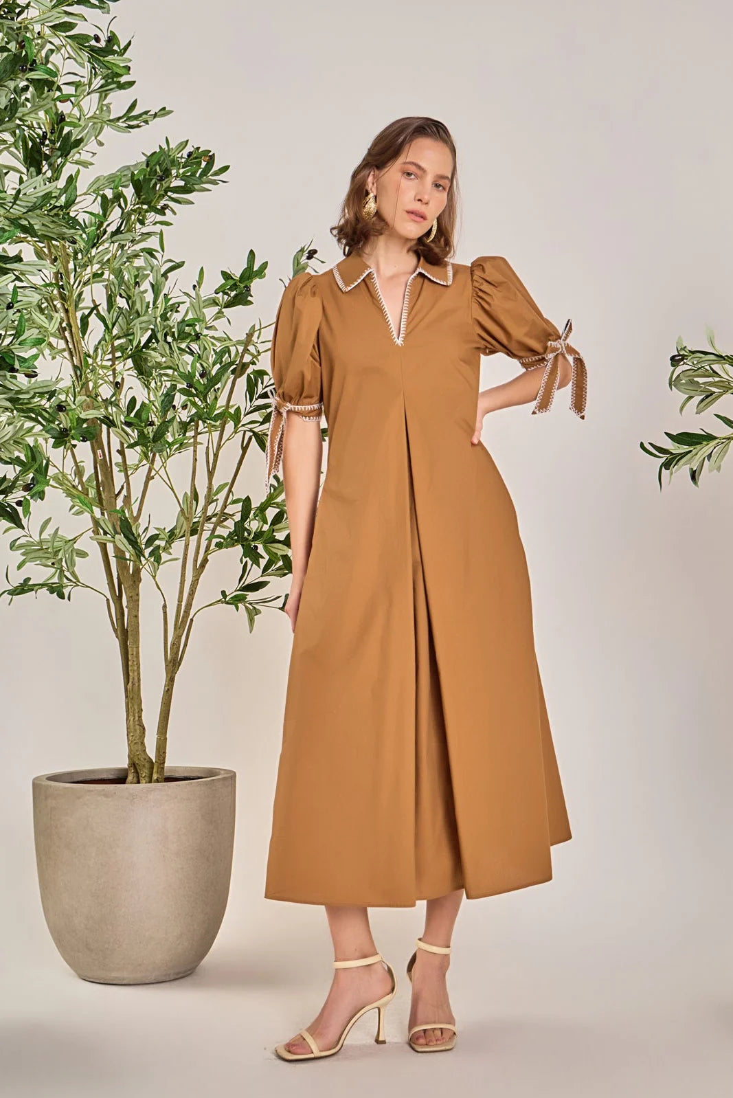 Suzane Stitch Detailed Midi Dress
