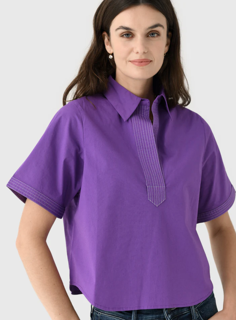 Split Neck Top Game Day Solid