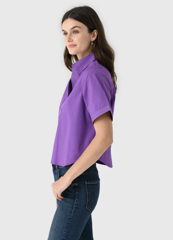 Split Neck Top Game Day Solid