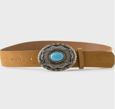 Sandra Oval Western Concho Oversized Buckle Belt
