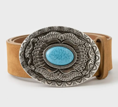 Sandra Oval Western Concho Oversized Buckle Belt