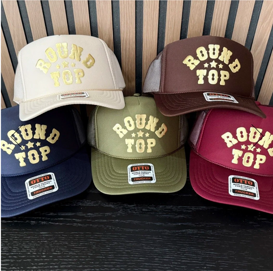 Round Top Trucker Hat - Retro Print