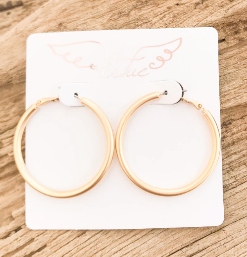 Brushed Gold Hoops - 40mm