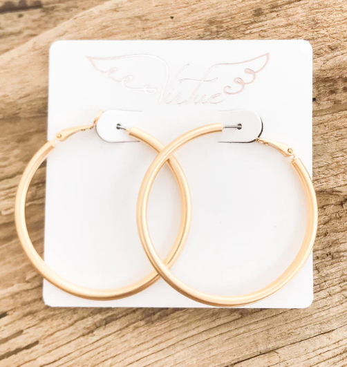 Large Brushed Hoops - 50mm