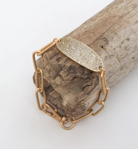 Oval Pave Tag on XL Paperclip